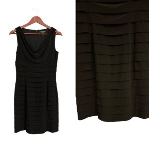 NWT Lauren Ralph Lauren Scoop Neck Sleeveless Layered Black Dress - Size 6